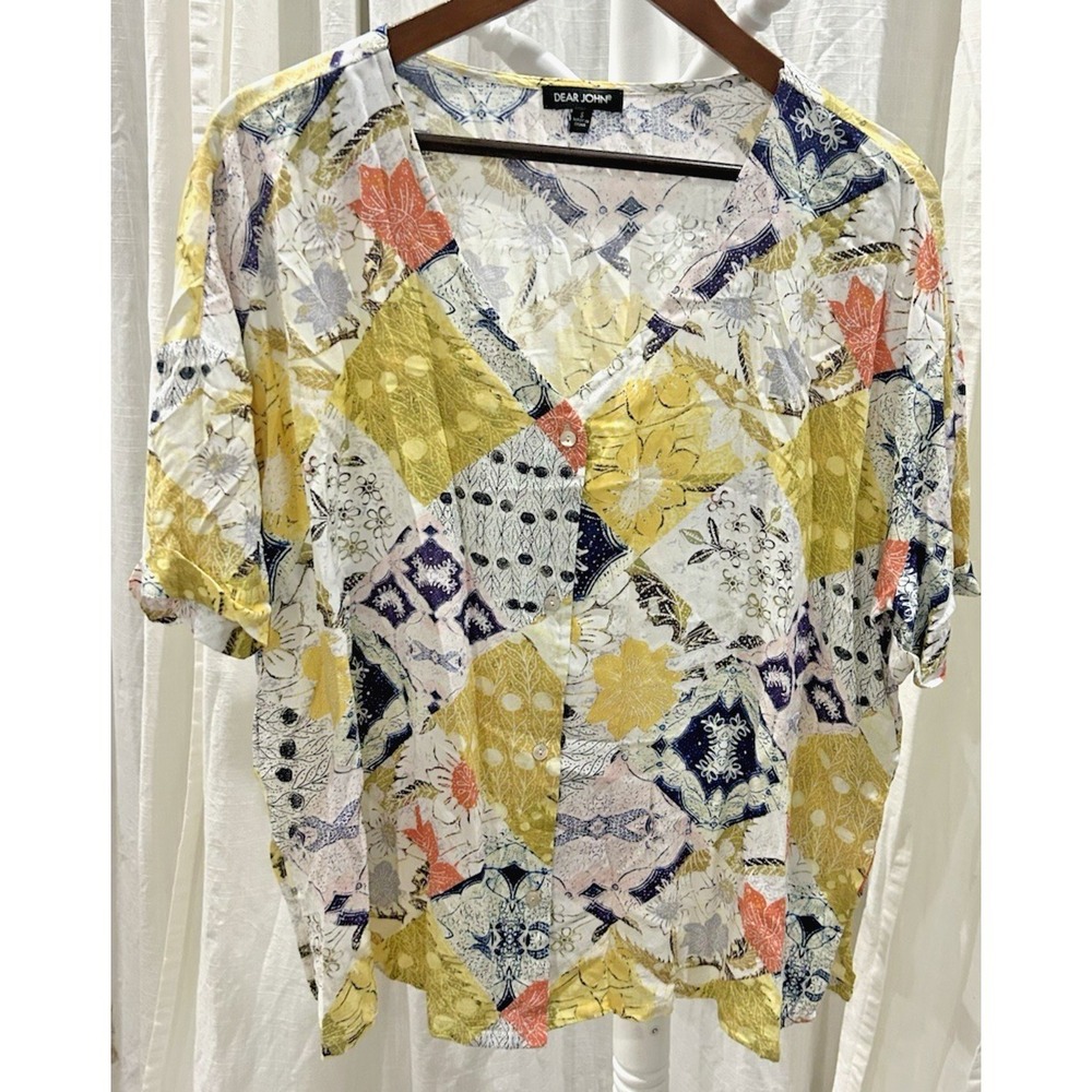 Dear John Arianna Sunfade Patchwork Boho Blouse B… - image 3